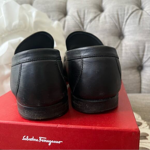 Salvatore Ferragamo Black Leather Loafers Shoes Men’s 10 main image 5